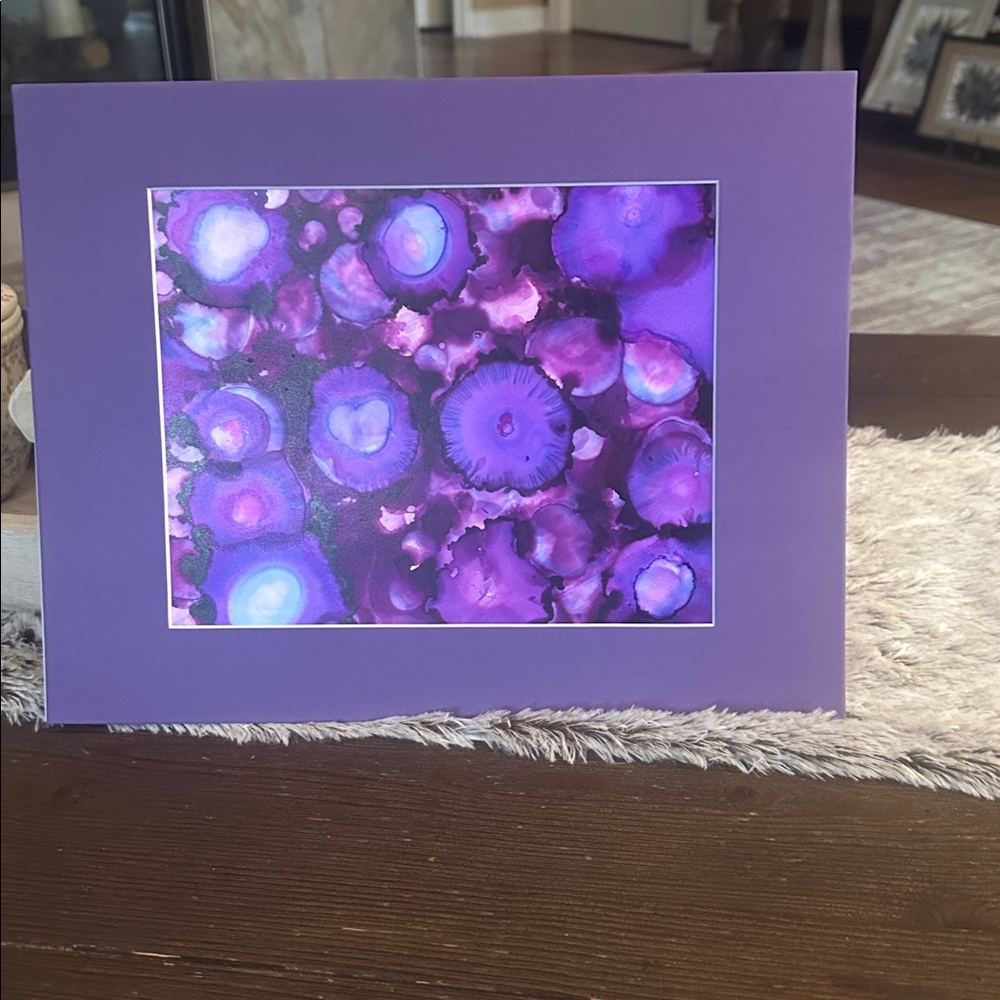 Handmade one of a kind shade of purple abstract alcohol ink wall decor painting